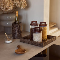 Мраморен Brown квадратен поднос - 30x30 см