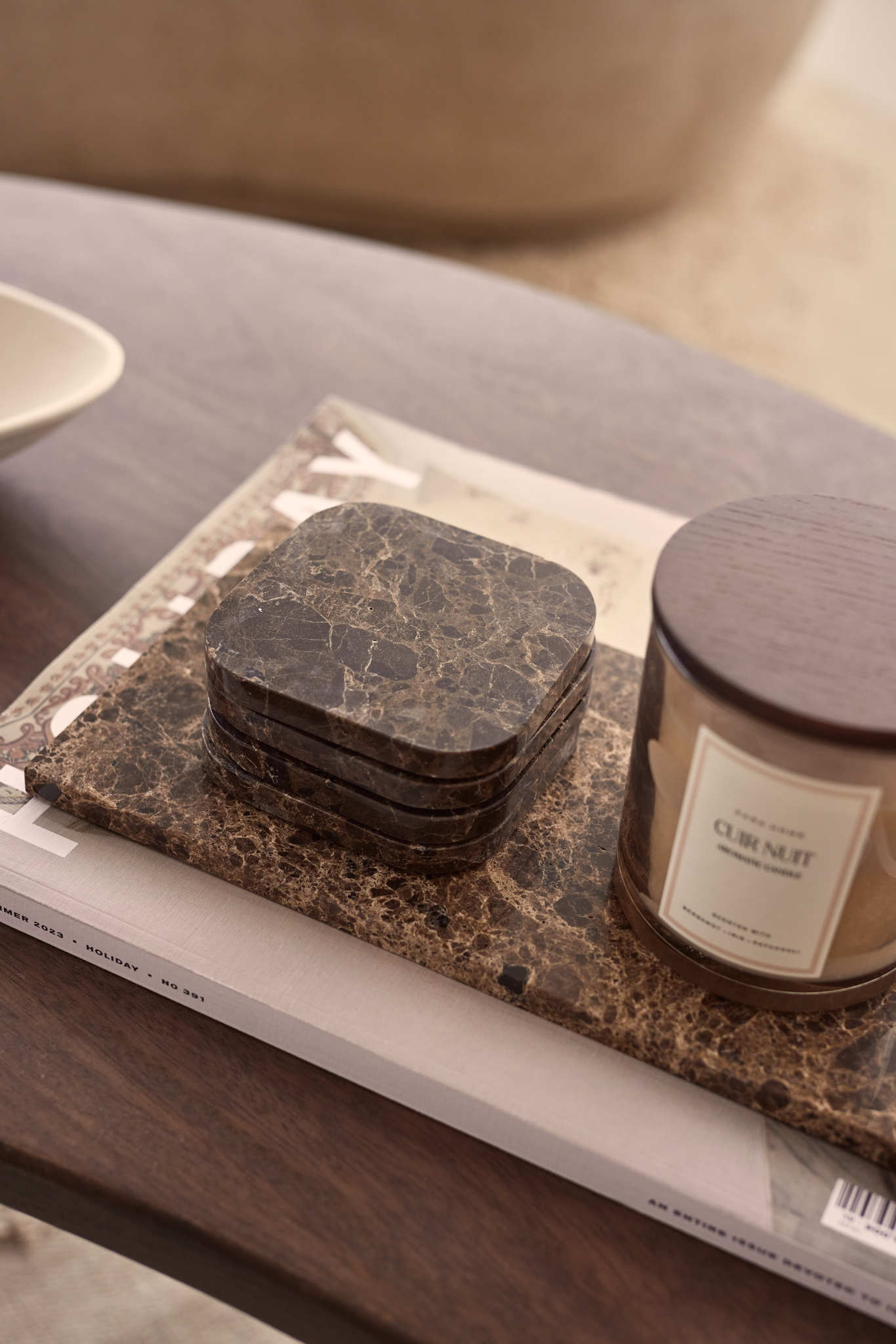 Marble Coasters Brown - Set of 4