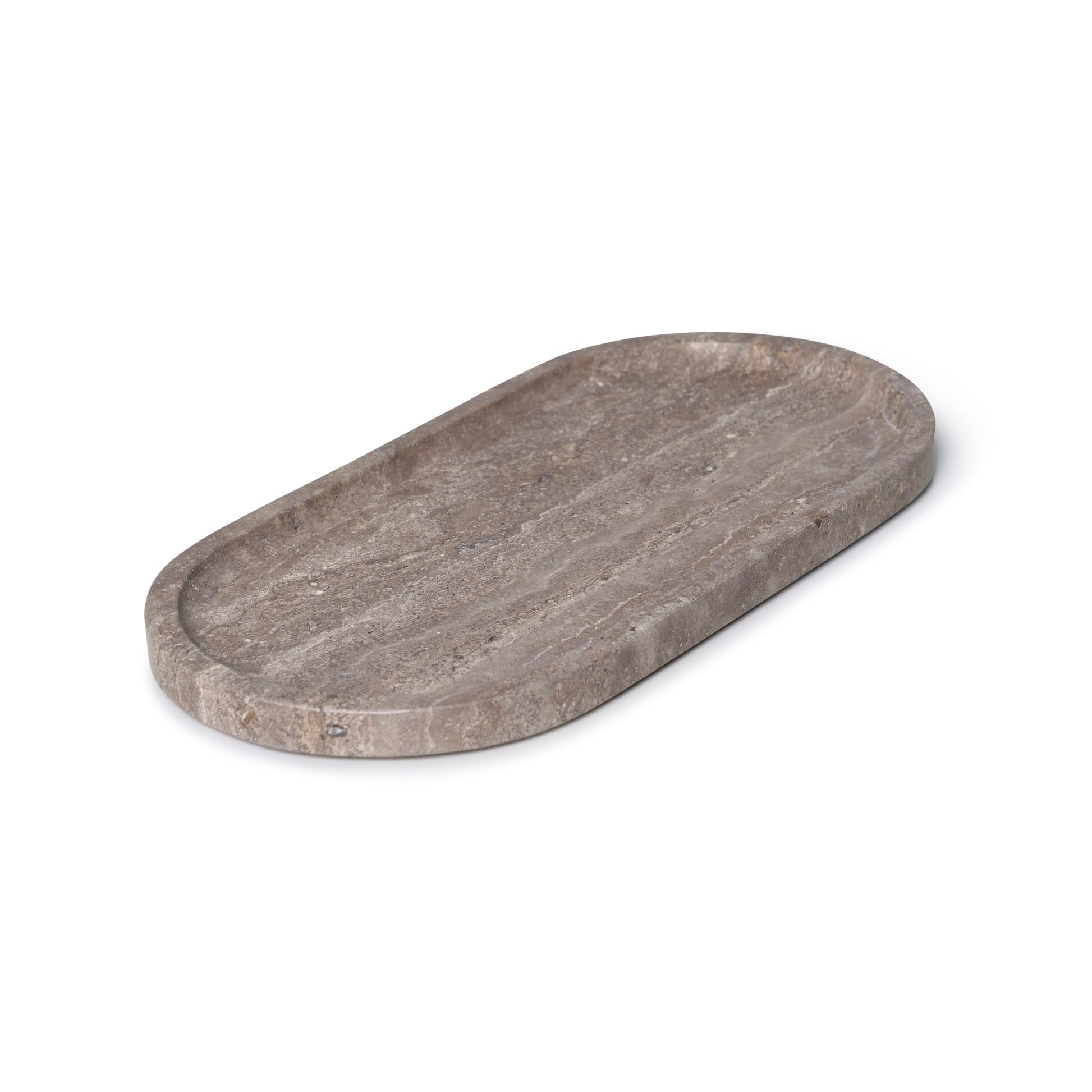 Titanium Travertine Oval Tray - 30x15 cm
