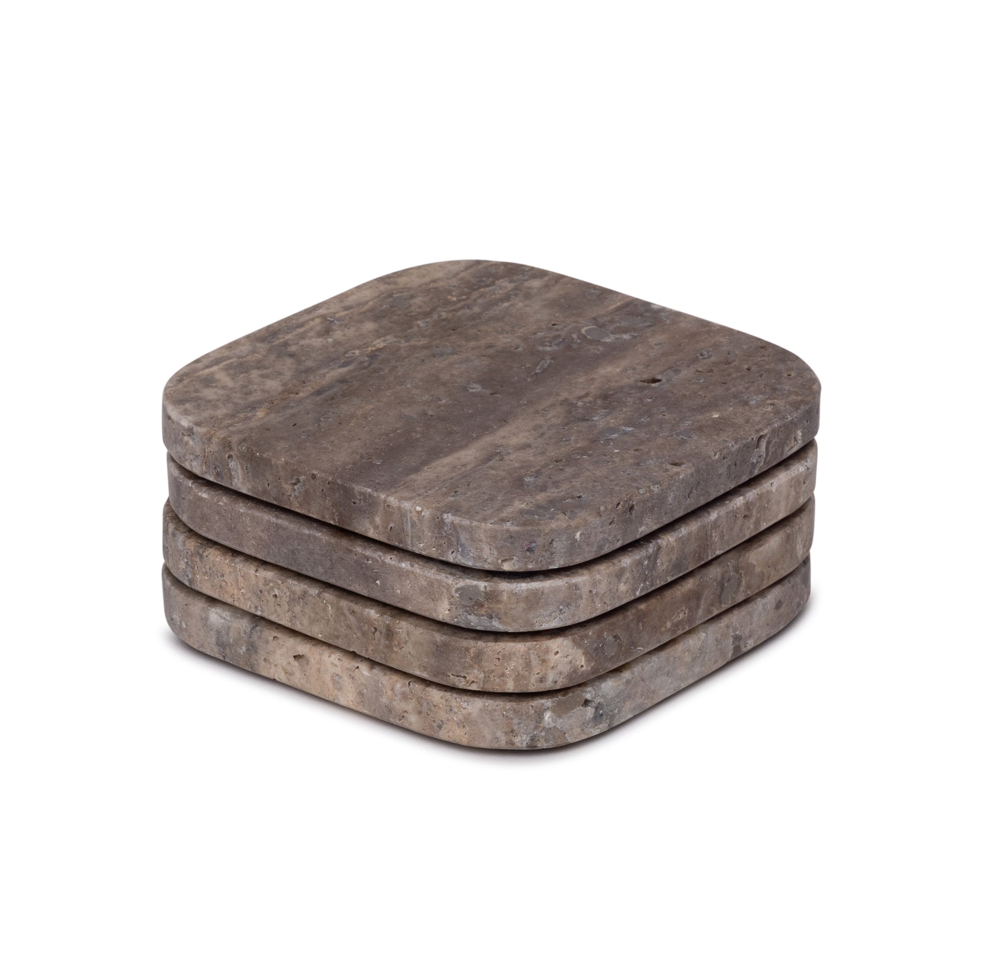 Titanium Travertine Coasters - Set of 4