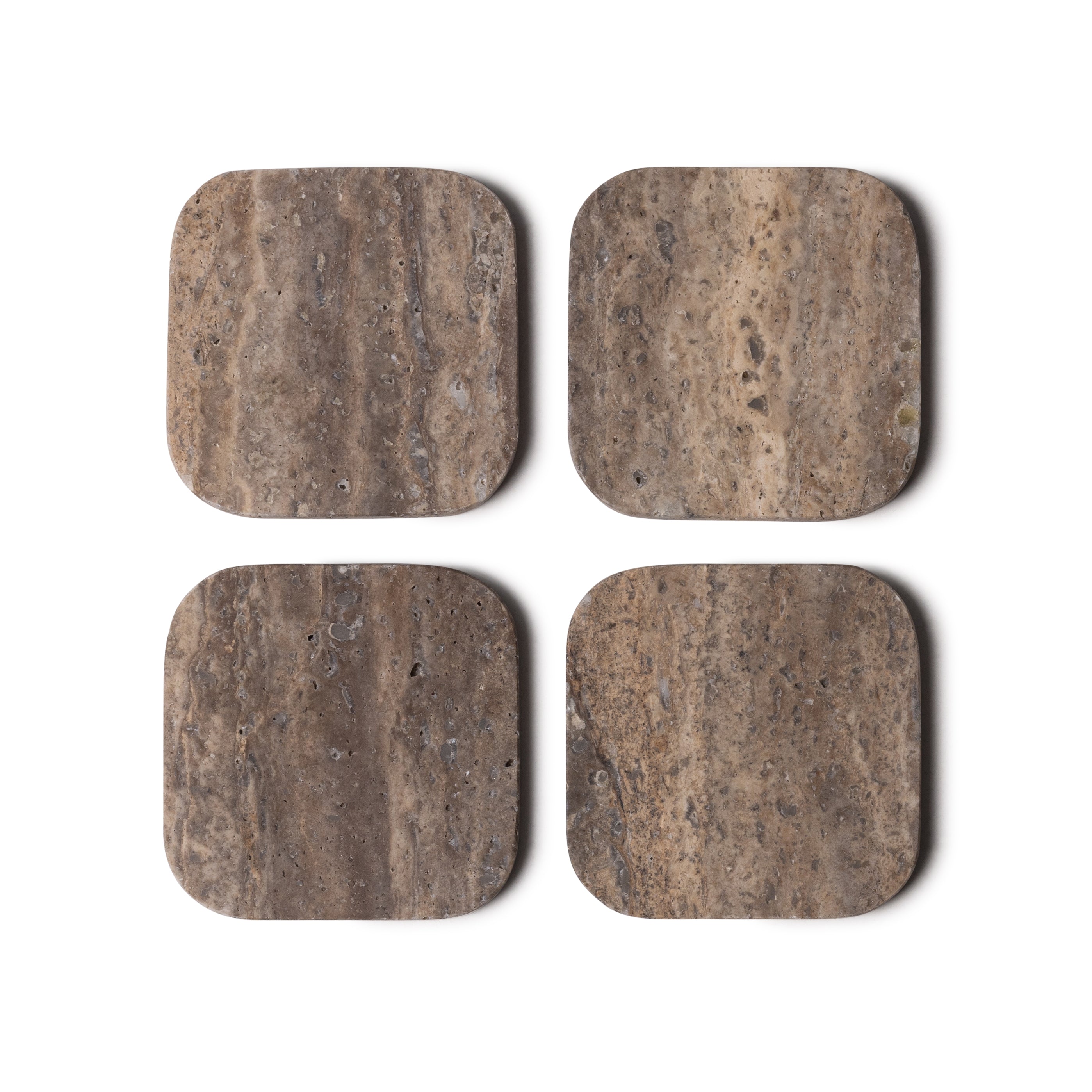 Titanium Travertine Coasters - Set of 4
