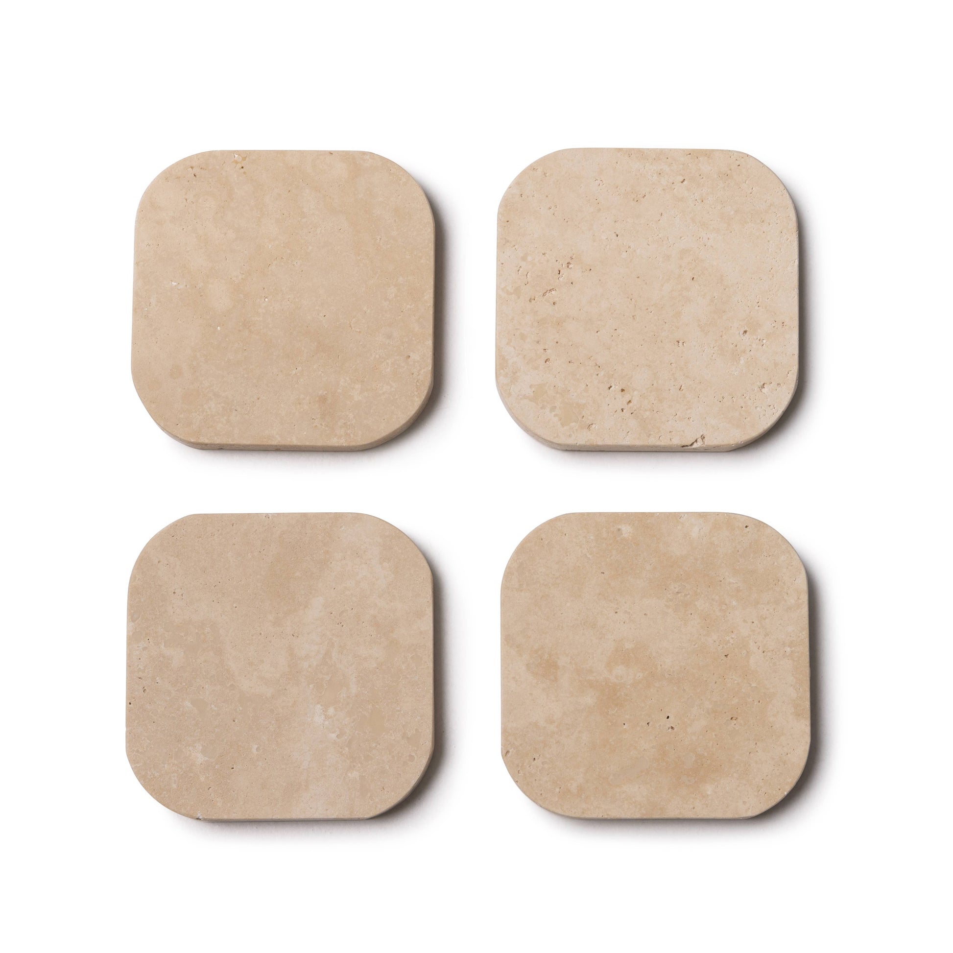 Travertine Coasters Set of 4 - Natural Stone